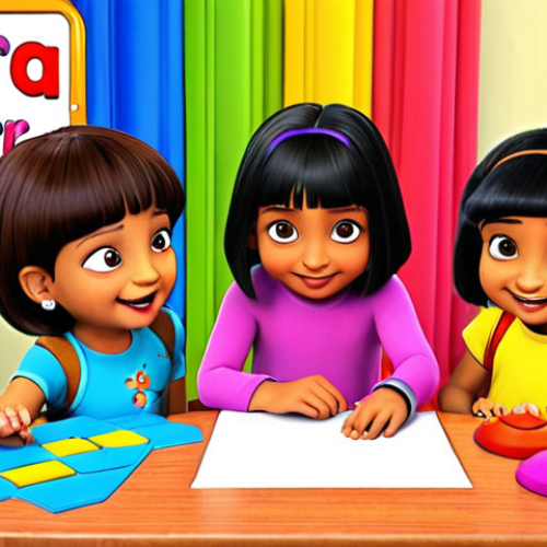 Home 4 **"Dora the Explorer teaching kids about colors and shapes, educational cartoon style, vibrant colors, happy children learning"** (This prompt is based on the "शिक्षाप्रद कार्टून" example in the table and the description of educational cartoons teaching colors and shapes.)
